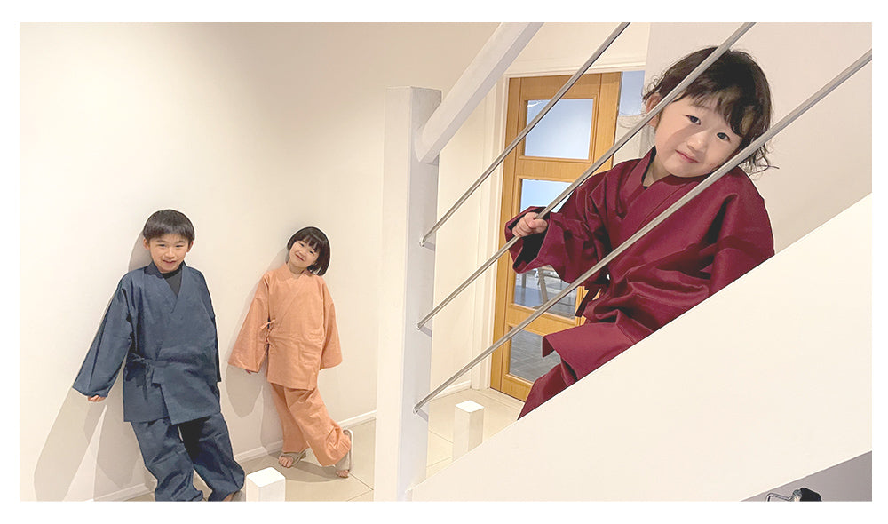 6012 Children's Kasuri Tsumugi Samue