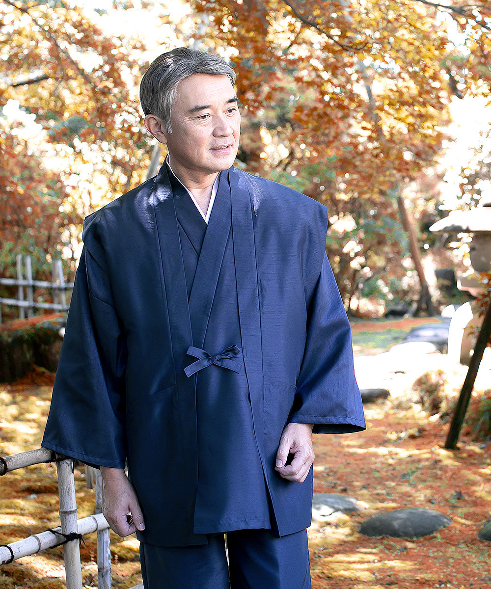 1125 Silk-like Tsumugi Sleeveless Haori 100% Polyester