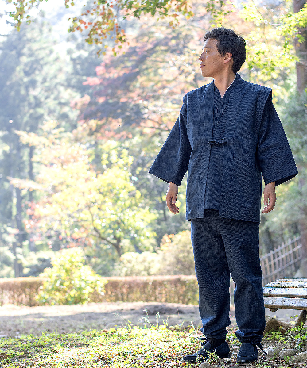 2055 Small Pattern Dobby Sleeveless Haori / 100% Cotton – wasuianjapan