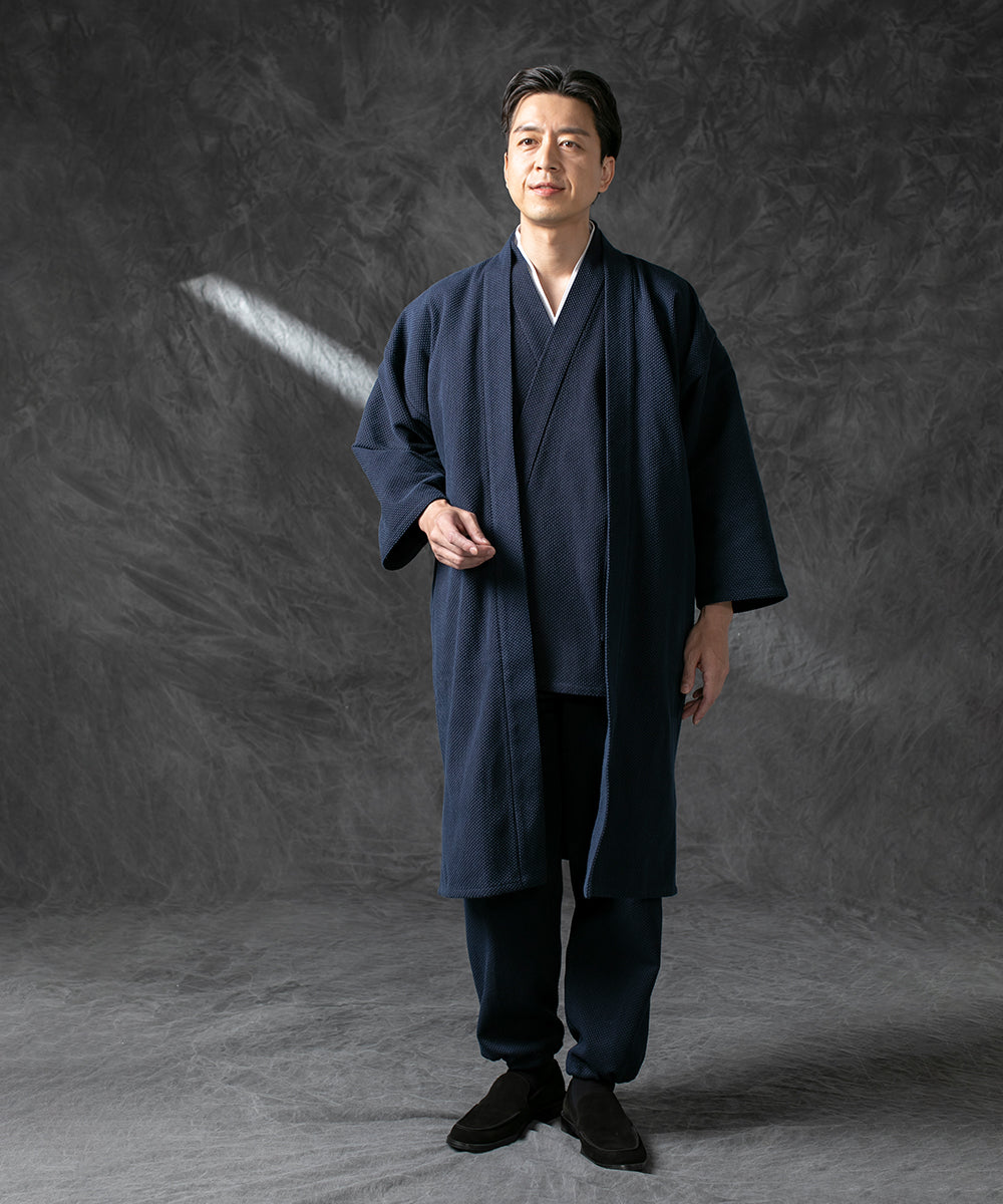 3027 Thick Yarn Sashiko-ori Long Haori / 100% Cotton – wasuianjapan