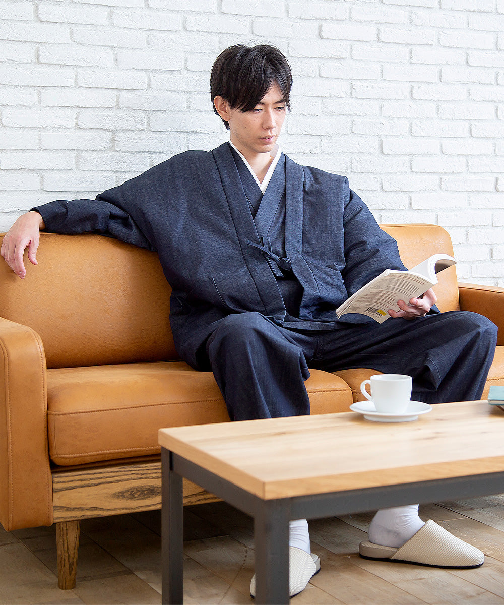 【kai toshiharu】 EMPORIOARMANIジャケット50① KAIHARA DENIM Pima Cotton Hanten – Warm Winter Japanese Hanten