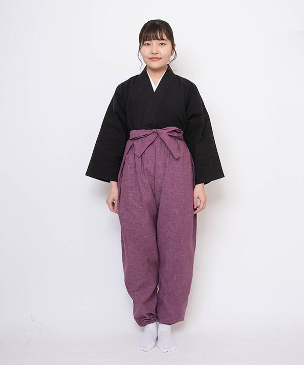 Kasuri Tsumugi Hakama-style Monpe – Japanese Work Pants in Cotton
