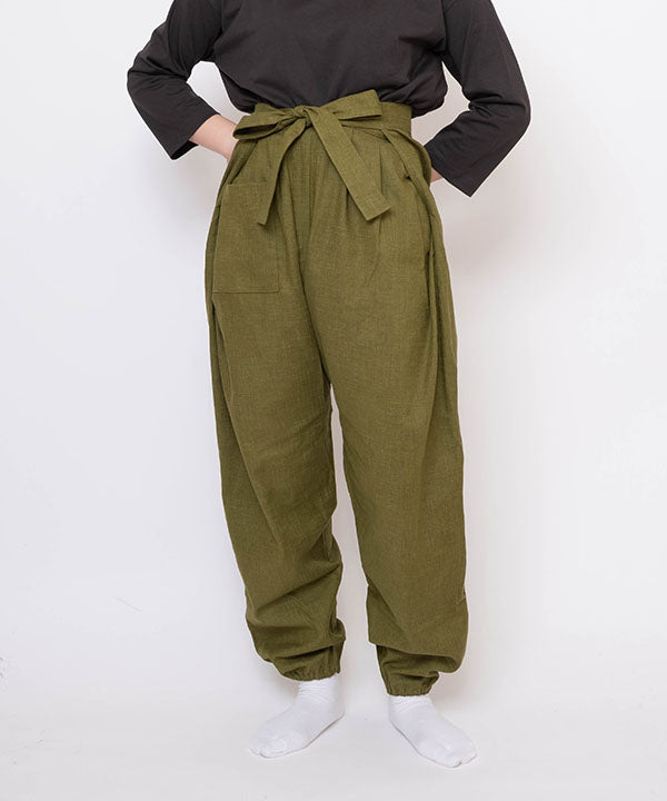 パンツ M.U JAPONESS RIB LAYERED PANTS Kasuri Tsumugi Hakama-style Monpe – Japanese Work Pants in Cotton