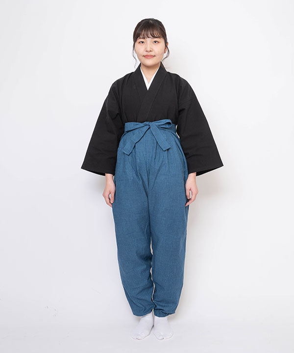 Kasuri Tsumugi Hakama-style Monpe – Japanese Work Pants in Cotton